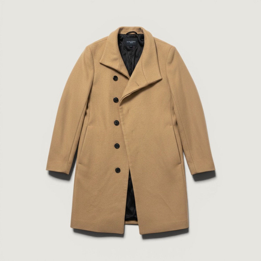 Zara Asymtrical Wool Coat Tan Medium